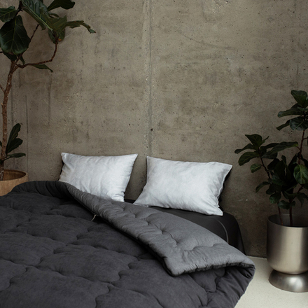 Покрывало - одеяло ЭМУ (арт. BL02-53-02) - серый-мокрый асфальт