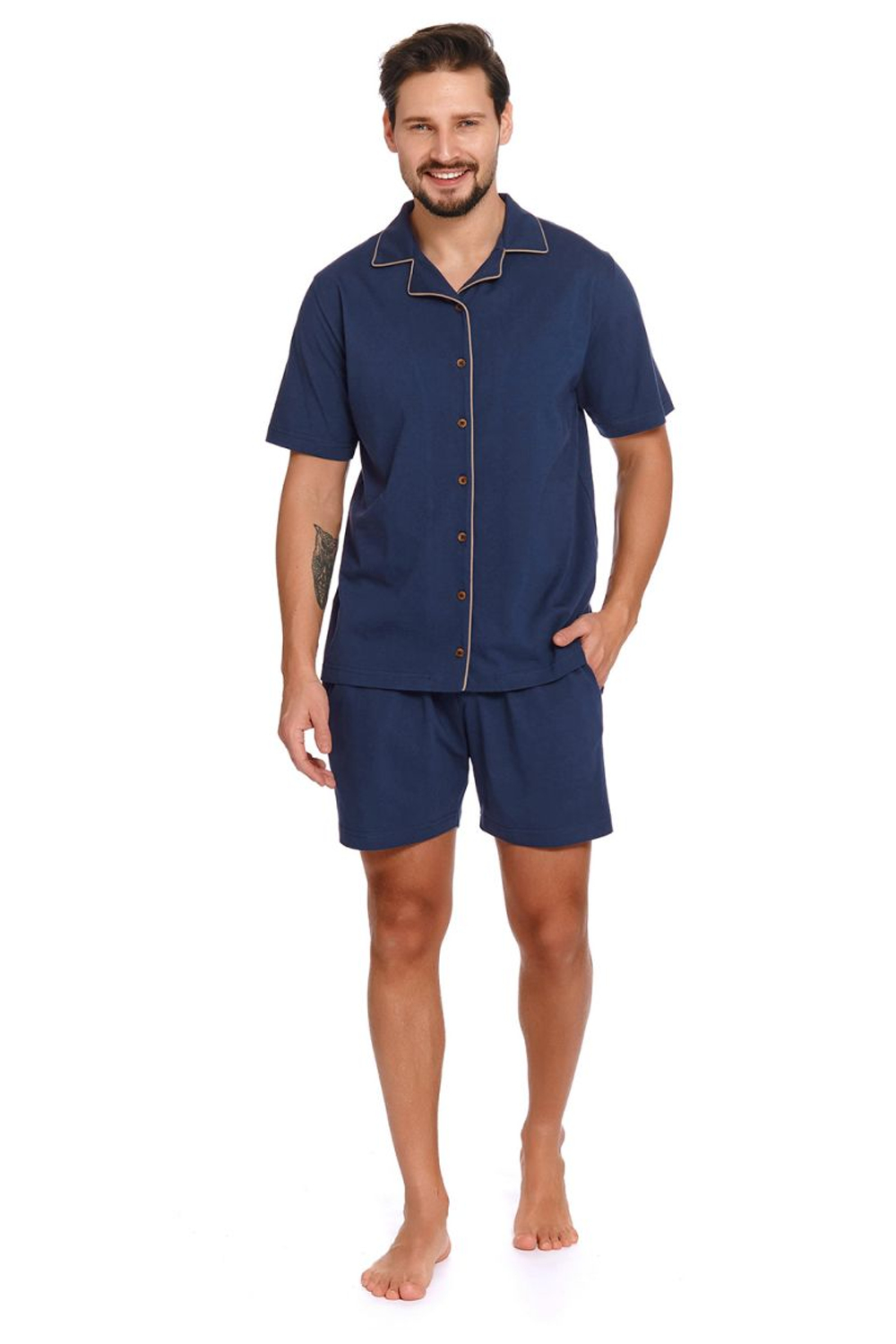 Мужская легкая пижама в классическом стиле (Размер: M) (Цвет: темно-синий)