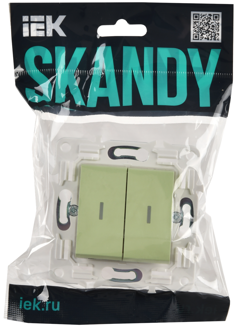 SKANDY Выключатель 2-клавишный проходной с индикацией 10А SK-V10G мятный IEK