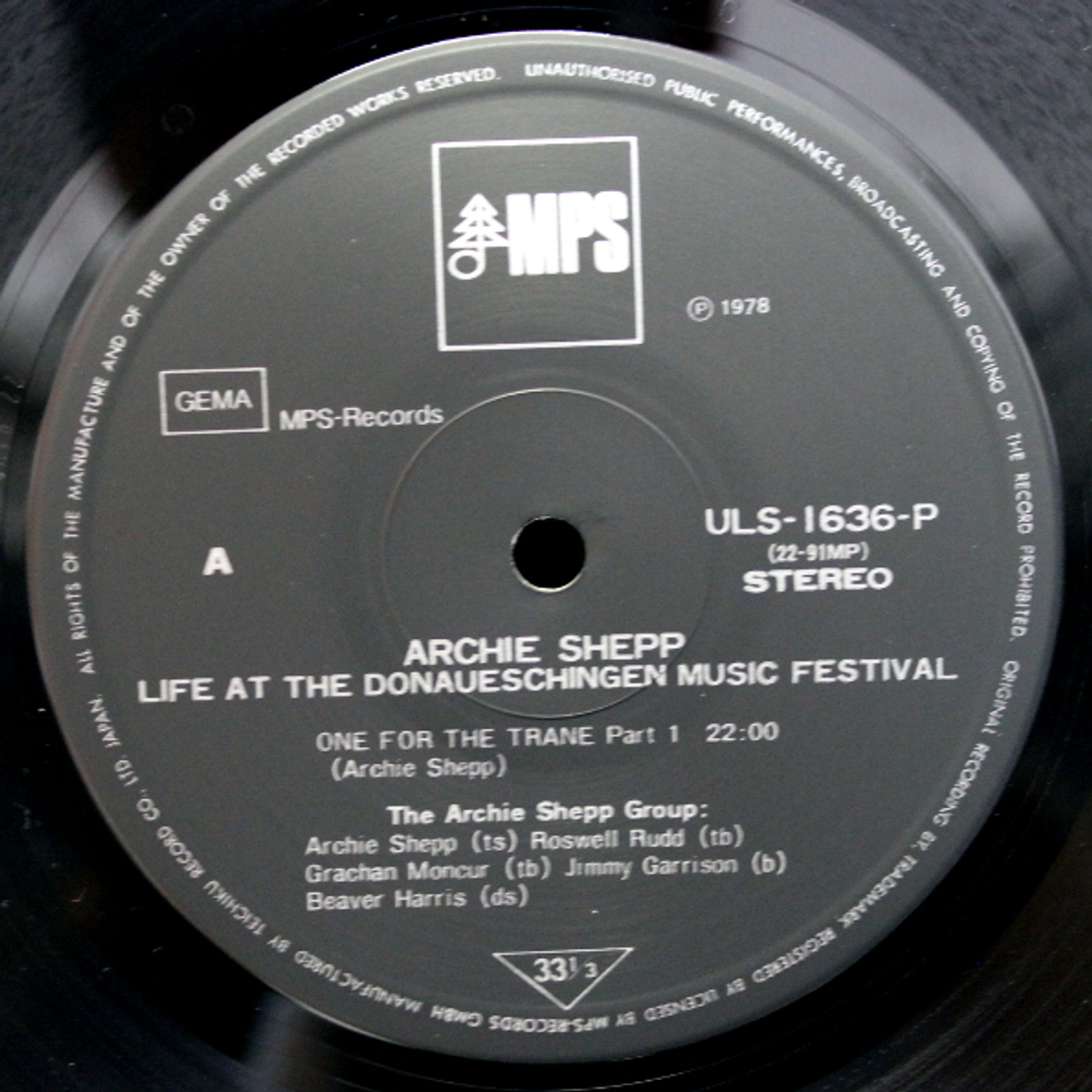 Archie Shepp / Life At The Donaueschingen Music Festival (LP)