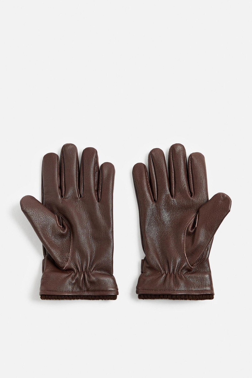 ZARA КОЖАНЫЕ ПЕРЧАТКИ С РЕГУЛИРУЕМОЙ ДЕТАЛЬЮ, КОРИЧНЕВЫЙ