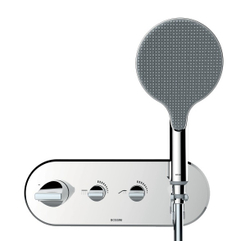 Bossini Apice термостат на 2 выхода, с двумя вентилями и регулировкой пропускной способности, душевая лейка Ø 140 мм с фиксированным держателем и шланг