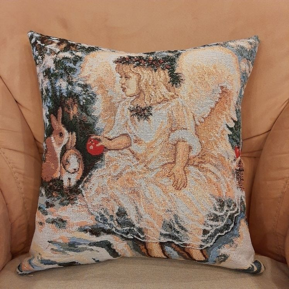 Декоративная гобеленовая наволочка для интерьерной подушки Рождественский подарок 38*38