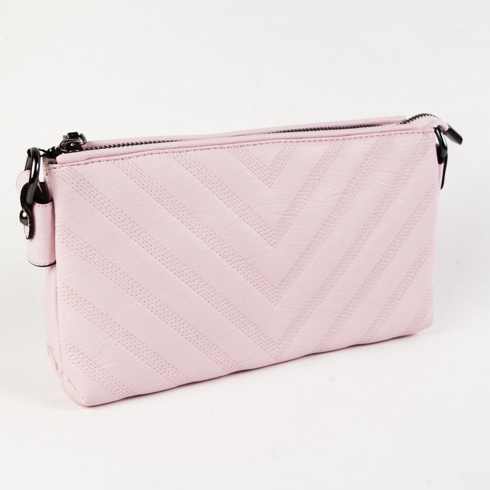 Маленький стильный женский повседневный клатч сумочка розового цвета из экокожи Dublecity DC807-6 Rose