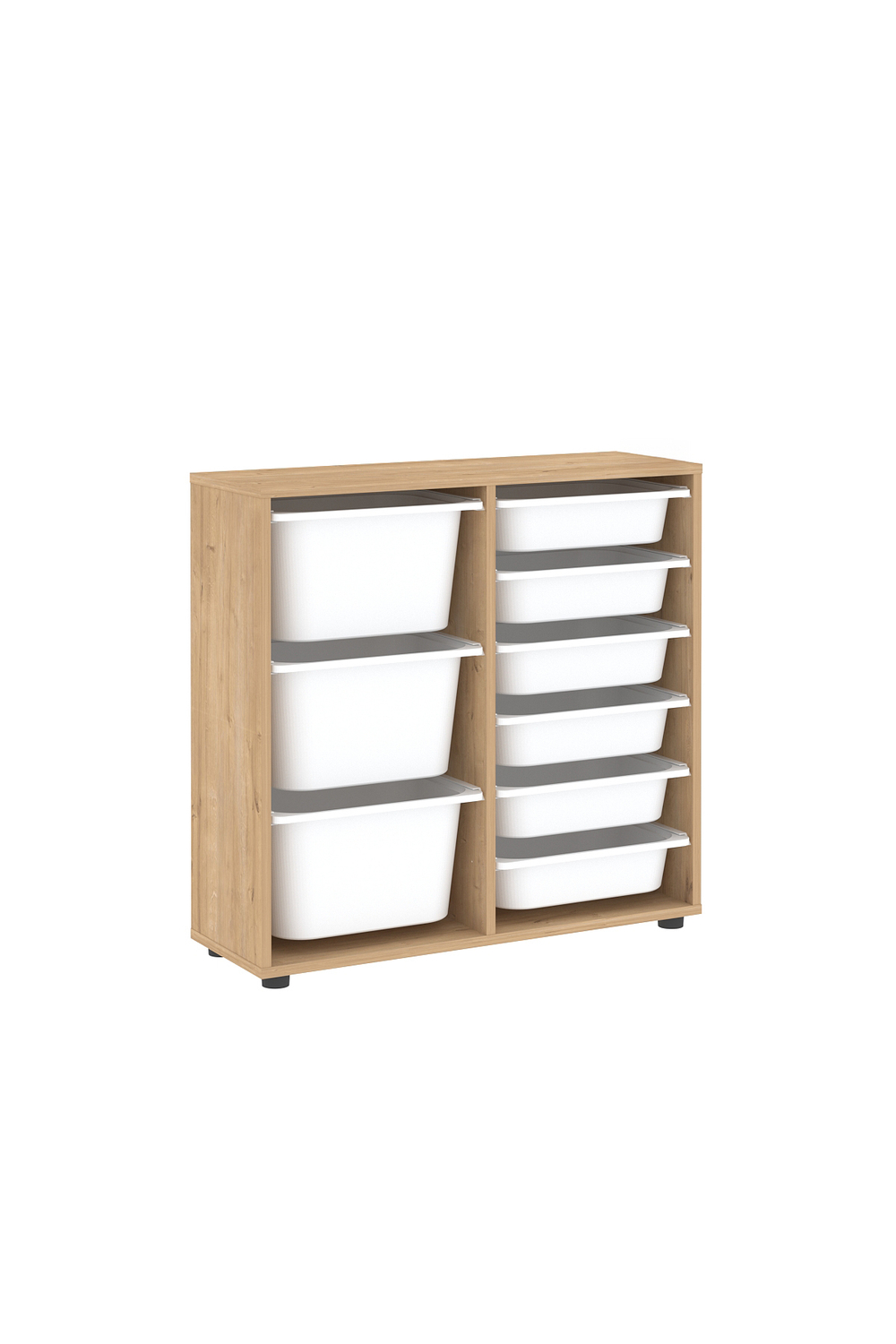 Стеллаж CAGLA с 9 выдвижными ящиками - дуб