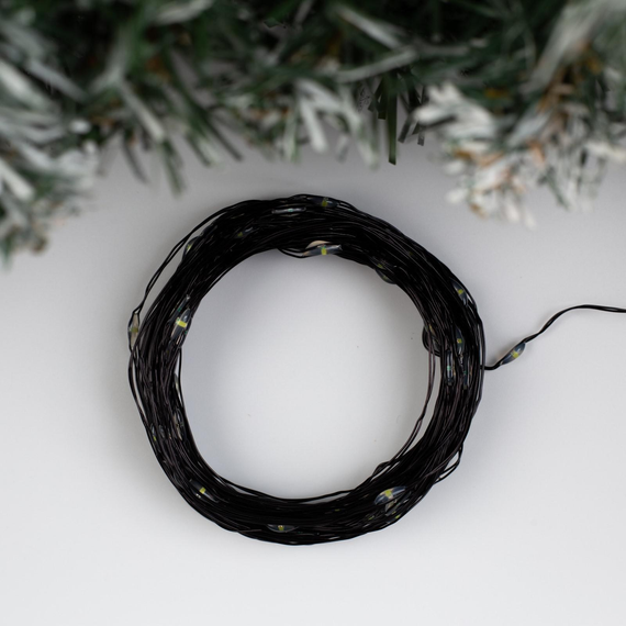 Гирлянда нить-роса 10 м., IP20, чёрная нить, 100 холодных белых LED, 12 В, Luazon Lighting (5198366)