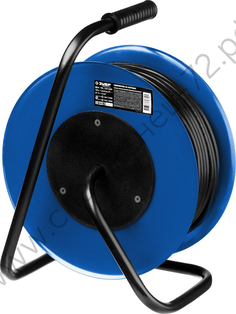 ЗУБР КГ-315 КГ 3х1.5 50м 3700Вт IP44, Силовой удлинитель на стальной катушке (55080-50)