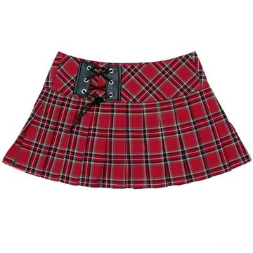 Юбка красная в крупную клетку с корсетом (010)