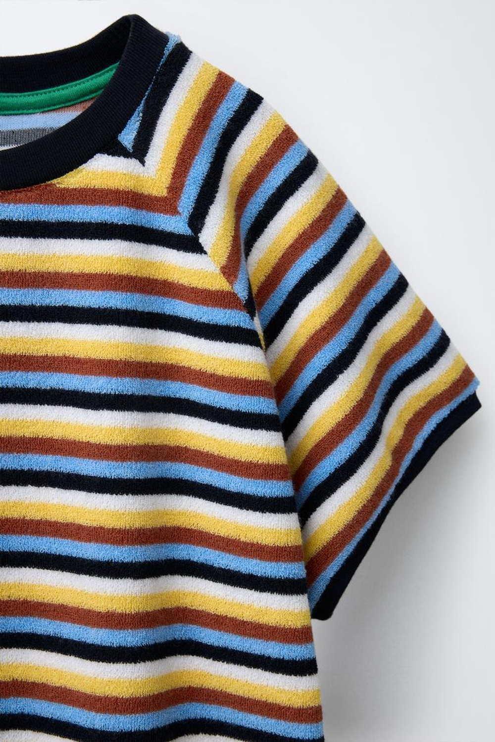 ZARA ФУТБОЛКА ИЗ МАХРОВОЙ ТКАНИ В ПОЛОСКУ, ЖЕЛТЫЙ