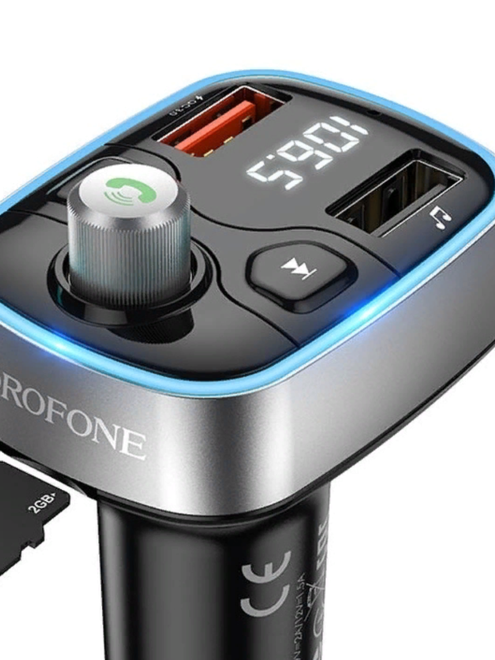 FM-трансмиттер+АЗУ 2.4 Borofone BC32 Black