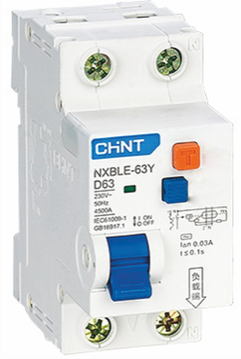 Диф. авт. выкл. NXBLE-63Y 1P+N 16А 10mA электронный тип AС, х-ка С, 4.5kA (R)(CHINT)