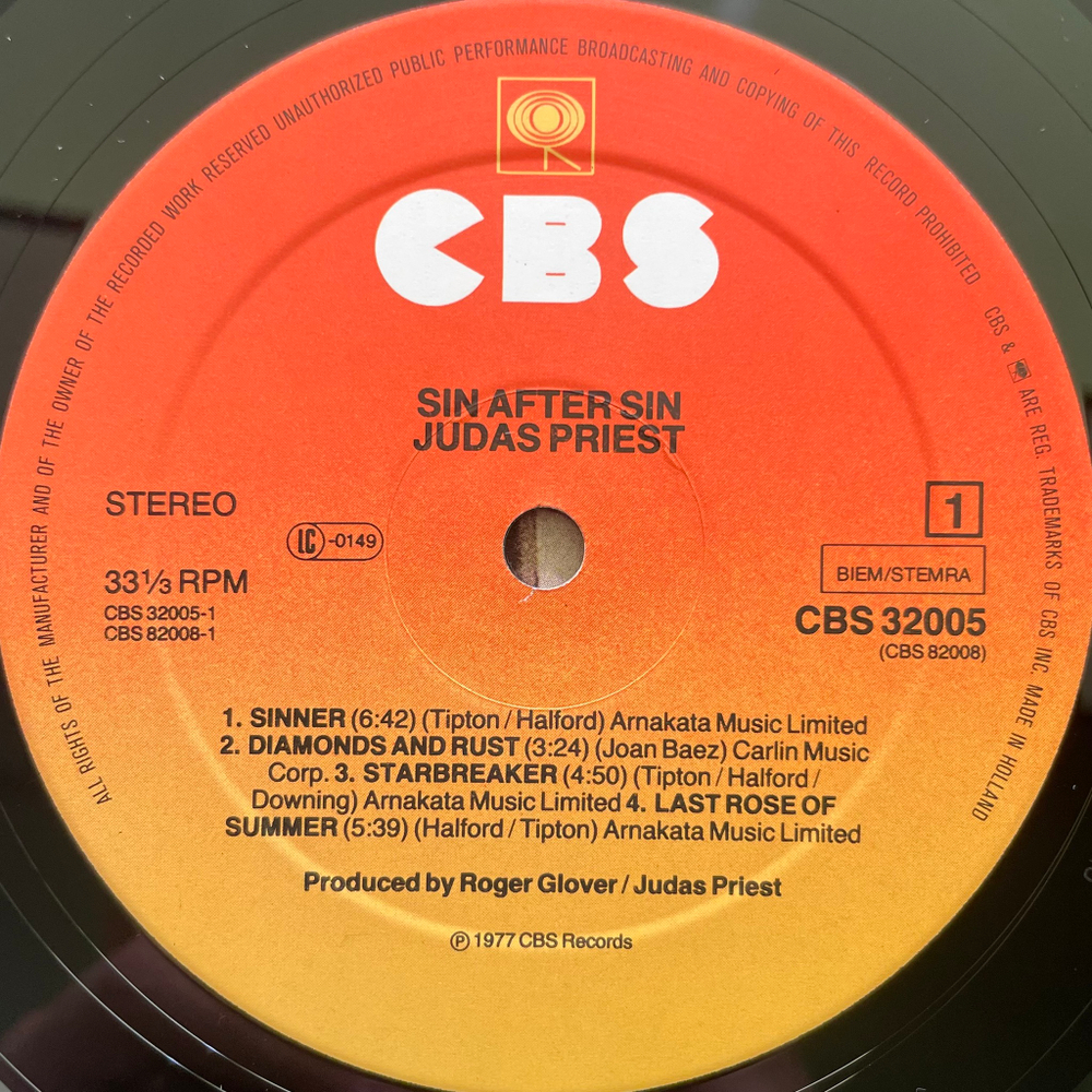 Judas Priest ‎– Sin After Sin (Голландия 1982г.)