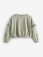 Толстовка с рюшами и вышивкой для девочки Next E44-406, Хаки