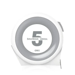 Рулетка "Home Series White" Deli H8105A 5м х 19мм (Эксклюзивный дизайн, клипса, ремешок, подарочная упаковка)