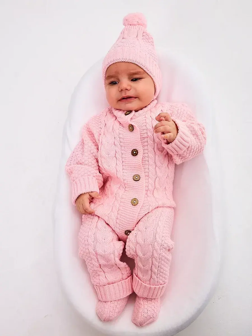 вязаный комбинезон для новорожденных