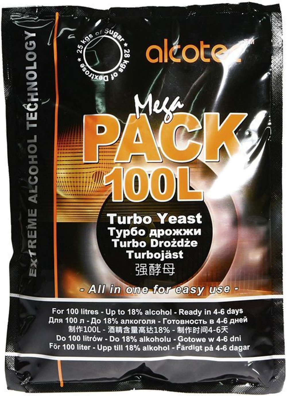 Дрожжи спиртовые Alcotec MegaPack на 100 литров 360г, 3 шт.