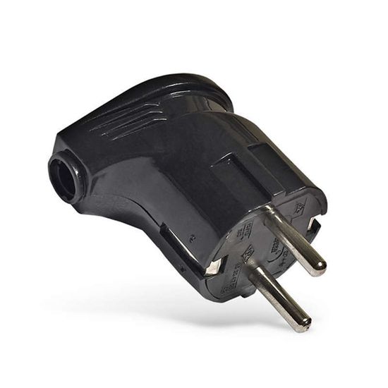 Вилка UNIVersal угловая с/з чёрная 16А 250В
