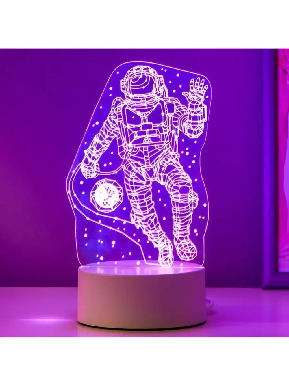 Светильник 3D ночник RISALUX «Космонавт», LED RGB, от сети,