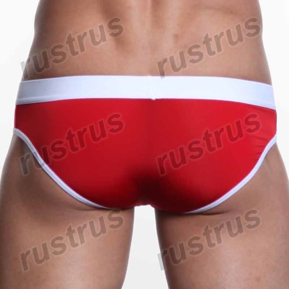 Мужские трусы брифы красные с белой резинкой WANGJIANG WG00033