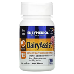 Enzymedica Dairy Assist 30 capsules , Усвоение лактозы и молочного белка