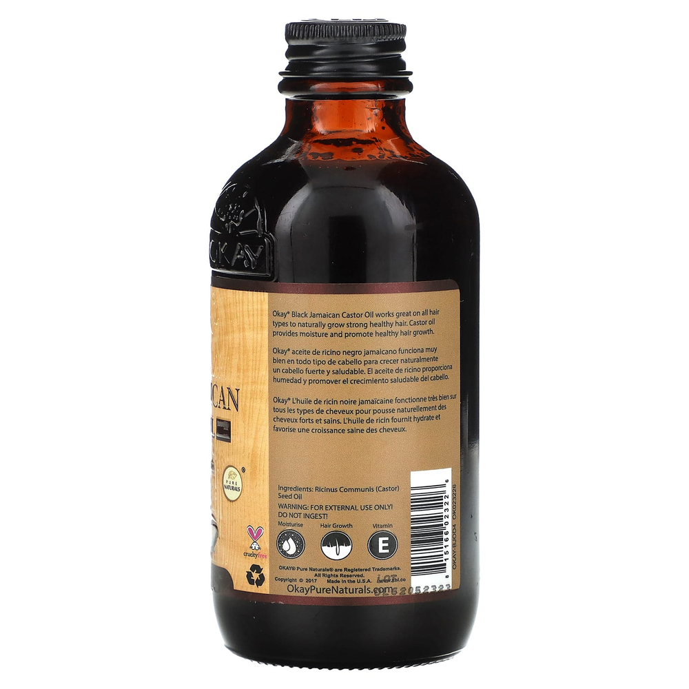 Okay Pure Naturals, Черное ямайское касторовое масло, оригинальное темное, 118 мл (4 жидк. унц.)