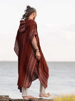 Накидка-пончо с капюшоном Tribal (терракот)