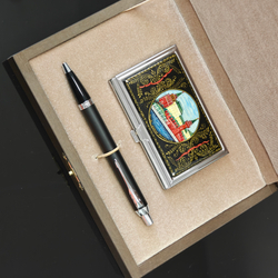 Подарочный бизнес-набор "Москва" с визитницей персональной и ручкой Parker в футляре