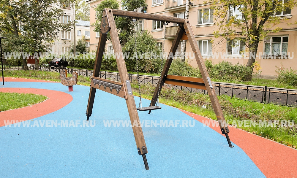 Качели маятниковые деревянные Средневековье К-2/1 д с цепным подвесом Тип-2