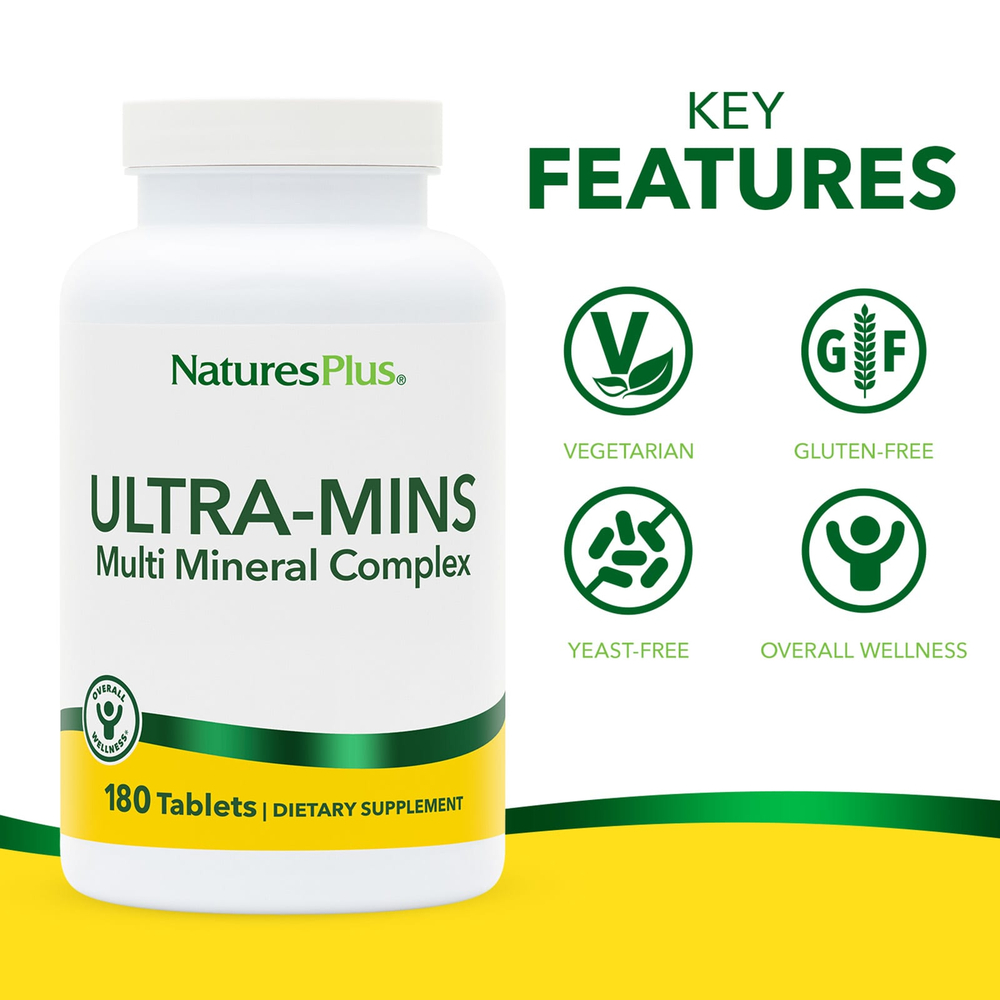 NaturesPlus, Ultra-Mins, комплекс минералов, 180 таблеток