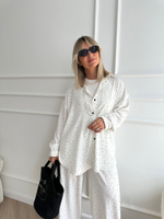 Летний костюм в пижамном стиле белый 2