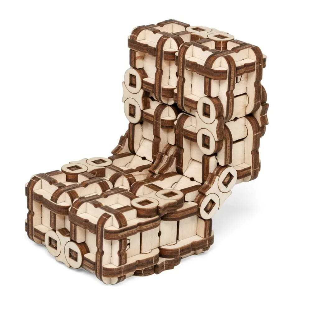 Метаморфик Куб 3D головоломка от EWA - Антистресс, Деревянный конструктор, сборная модель, 3D пазл