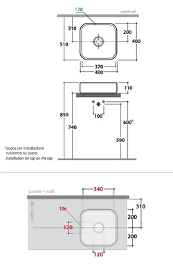 Раковина накладная Globo Free LAQ40.BI на 40 см
