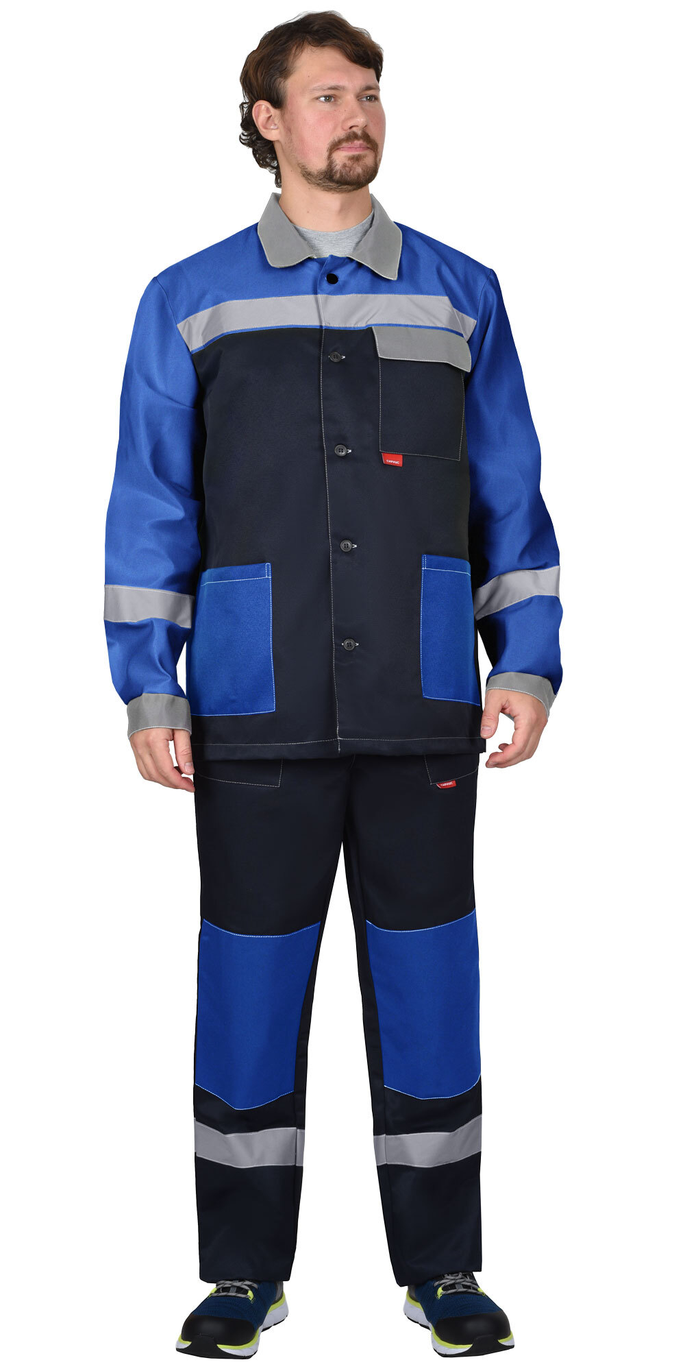 Костюм СИРИУС-ПРОФИЛЬ куртка, брюки, синий с васильковым со светло-серой отделкой и СОП