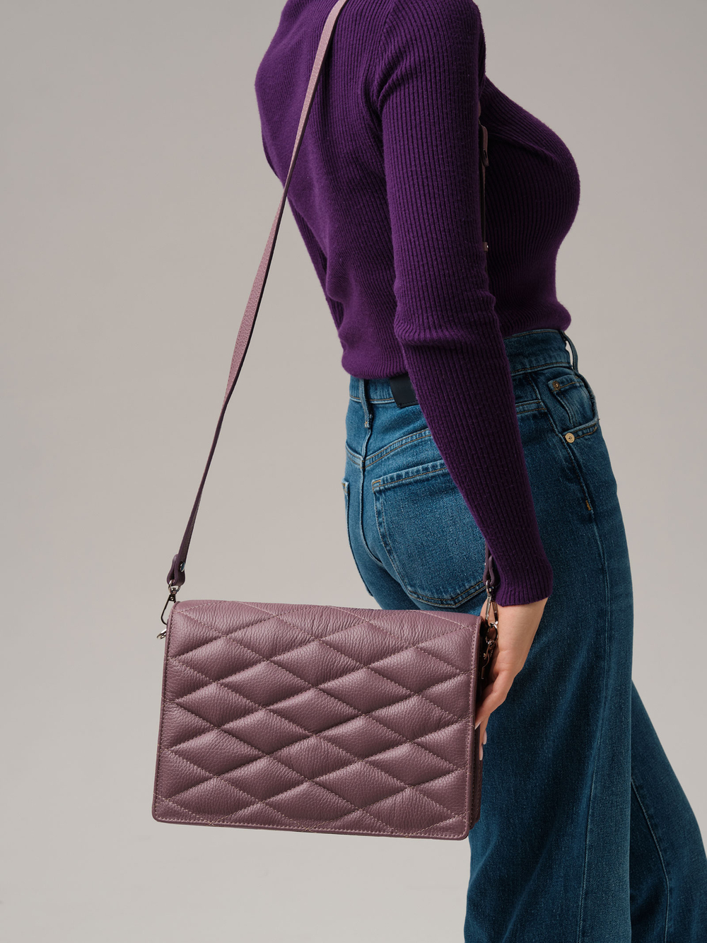 Кожаная сумка Azaro 30795 лиловая тень