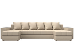 Диван П-образный Дубай полки справа, Бежевый, Экокожа, 31518R