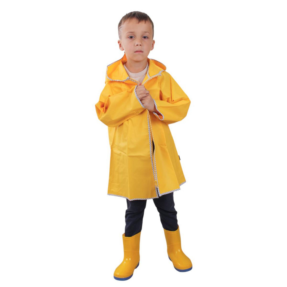 Дождевик с капюшоном, желтый, рост 110 см