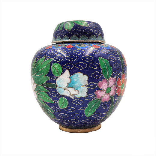 Стринная вазочка с цветами хризантемы  в технике Cloisonne (Клуазонне) Китай. Первая половина  20 в.