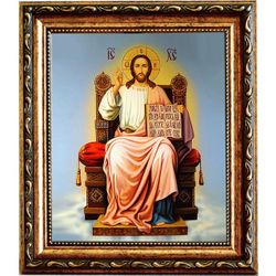 Иисус Христос на троне. Икона на холсте.