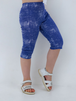 Бриджи для девочки, модель №1, рост 128 см, синие в белый горох