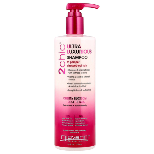 Giovanni, 2chic, ультралюксовый шампунь для ухода за уставшими волосами, цветы вишни и лепестки роз, 710 мл (24 жидк. унции)