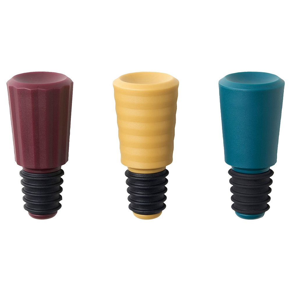 IKEA AUXID  (ИКЕА АУКСИД)  -  Пробка для бутылки, набор из 3 штук, разные цвета