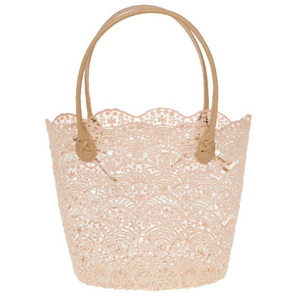 Корзина плетеная "Кружево" (ткань) 27x20xH23см (Крем)