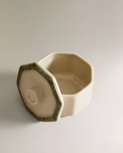 ZARA HOME КЕРАМИЧЕСКАЯ САХАРНИЦА С КРЫШКОЙ, ЗЕЛЕНЫЙ