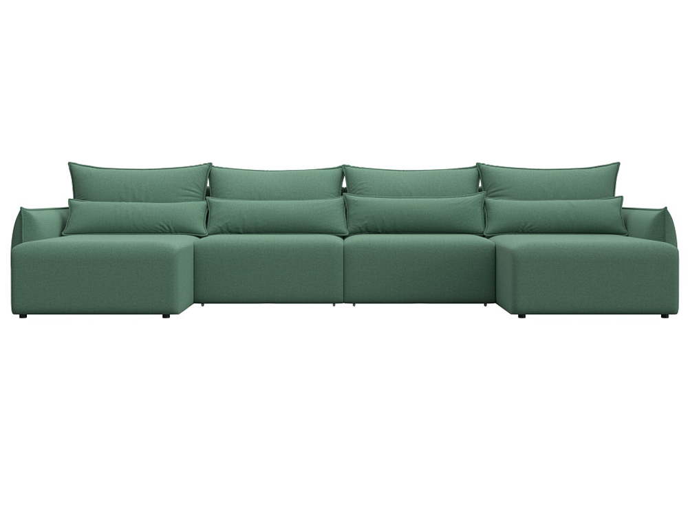 Диван П-образный Лига-051 НПБ Лонг РОГОЖКА Амур 11 зеленый