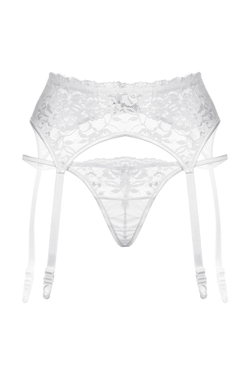 Пояс для чулок и стринги SoftLine Collection кружевные, белый, M/L
