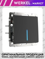 Выключатель одноклавишный проходной с подсветкой (черный матовый) W1112108