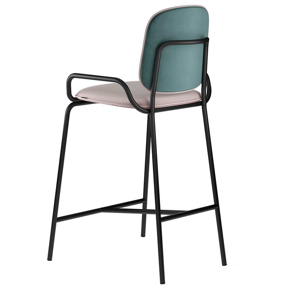Стул полубарный Ror, 2 frame, велюр, черный/зеленый/розовый