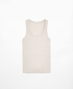 Oysho Топ на бретелях в рубчик, песочный меланж