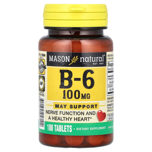 Mason Natural, витамин B6, 100 таблеток