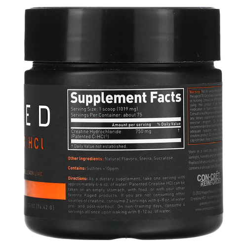 Kaged, Креатин гидрохлорид, лимон и лайм, 76,42 г (2,7 унции)